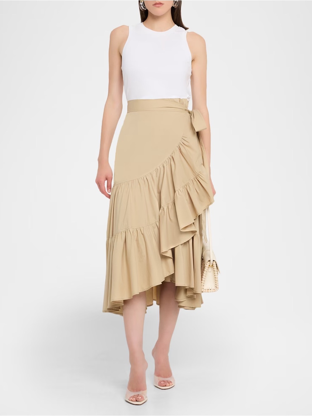 Cinq a Sept Mahlia Midi Dress Size Medium White Tan